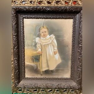 25x30”, Early 1900s print of a young boy in the original Victorian style frame